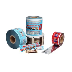 High-strength laminated film roll ideal for packaging food products.
