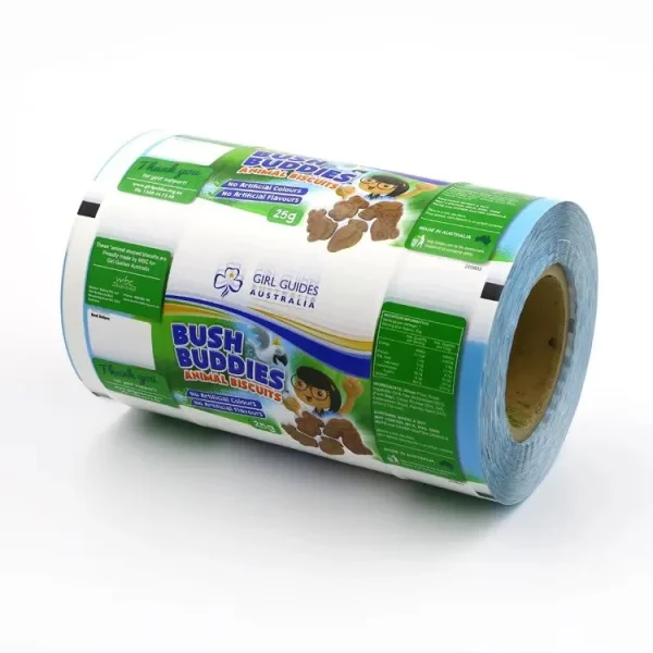 Anti-moisture snack packaging film roll to maintain food freshness.