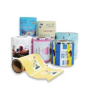 Laminated plastic and aluminum foil roll film for snack sachets