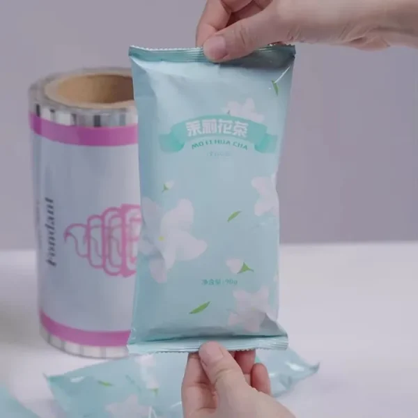 Plastic film roll with custom logo printing for food packaging