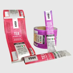 Heat-sealable laminated film roll for tea powder sachets