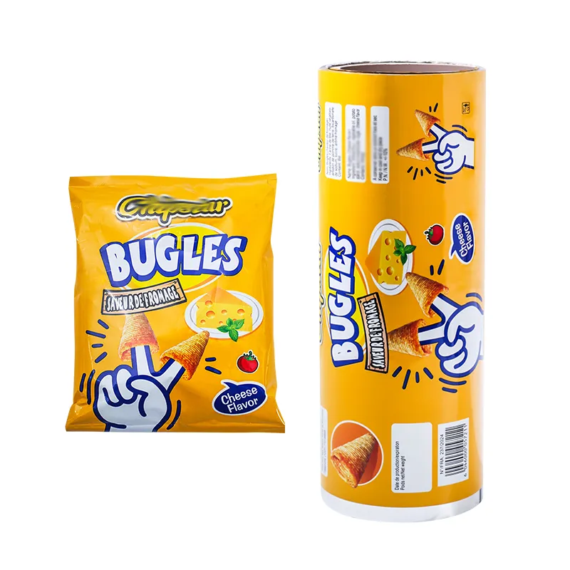 Glossy laminated foil roll for snack bag packaging