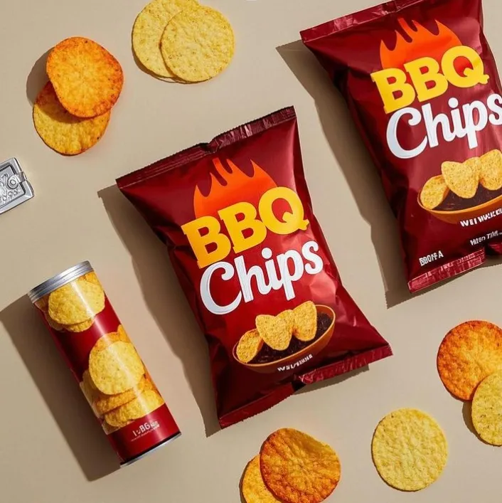 Laminated plastic snack packaging film for automatic machines