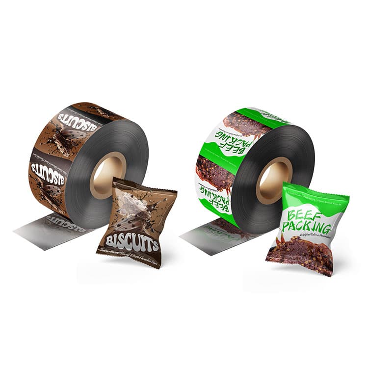 Flexible plastic food packaging roll film for snacks