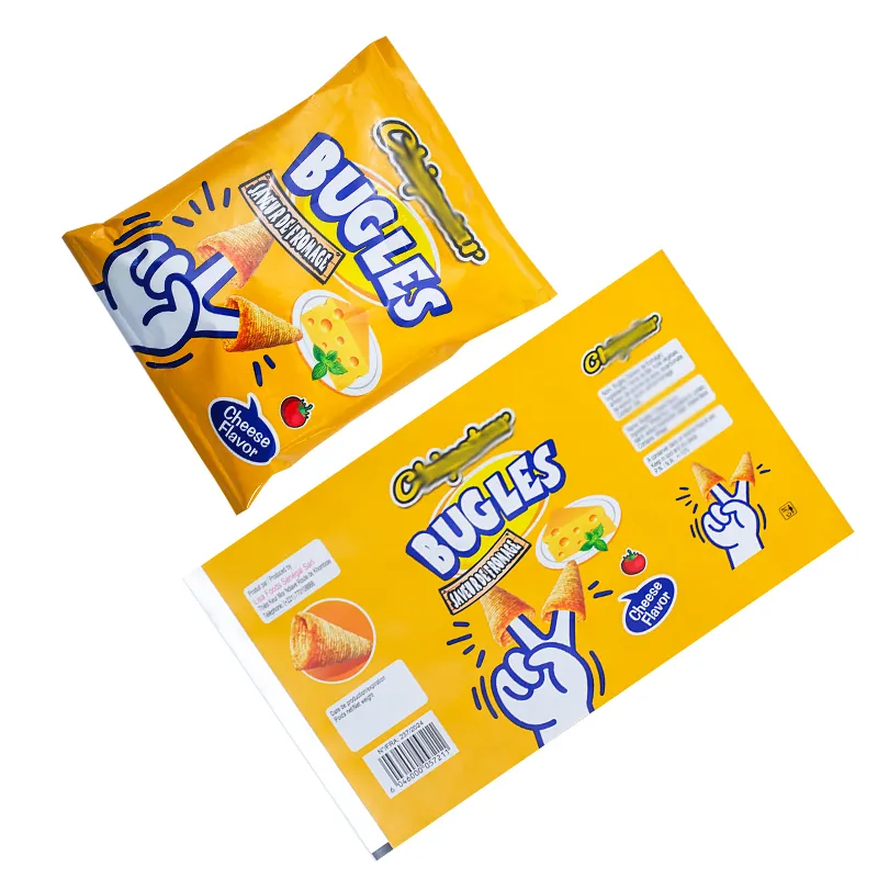 Custom laminated foil packaging roll for snacks and chips